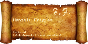 Hanzely Frigyes névjegykártya